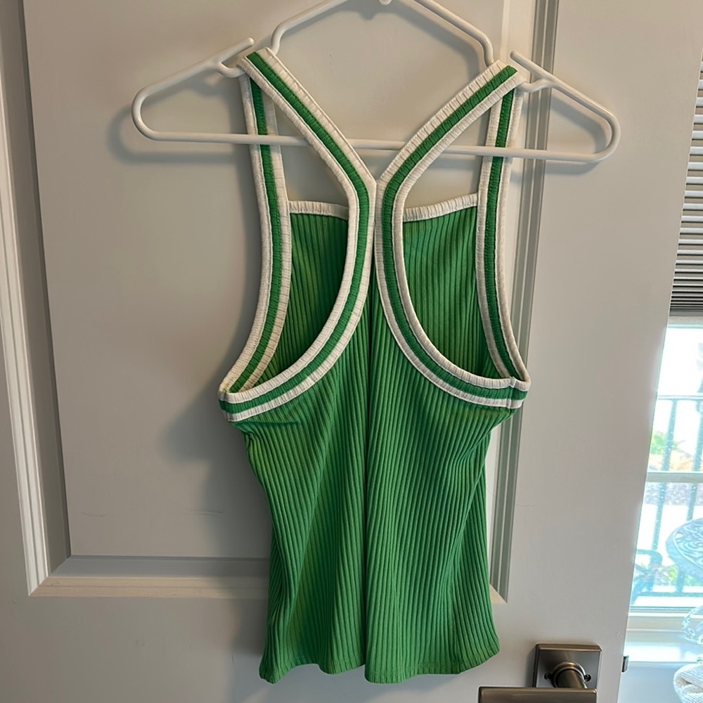 Carbon Copy by Anthropologie Green Ribbed Women's Racerback Tank Top - Picture 2 of 3
